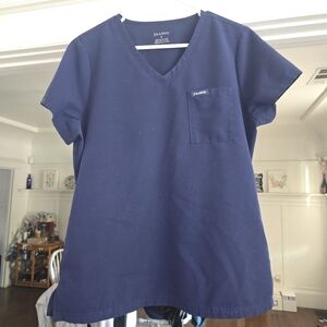 Jaanuu LARGE Deep Blue V-Neck Scrub Top